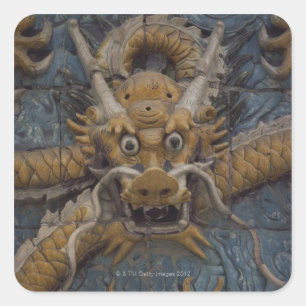 China, Beijing, de verboden stad, Nine Dragon Vierkante Sticker