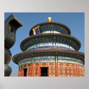 China, Beijing, tempel van de hemel, Chinese Urn i Poster