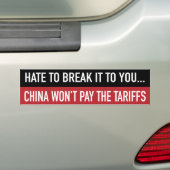 China betaalt de tarieven niet bumpersticker (Op auto)
