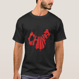 China blaast de kaart in met de Chinese vlag T-shirt