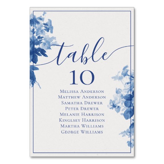 China Blauw Bloemen Tafel Zitgrafiek Kaart (Voorkant)