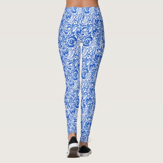 China blauwe en witte Leggings (Achterkant)