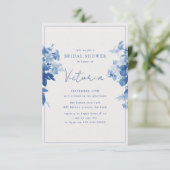 China Blue Waterverf Floral Vrijgezellenfeest Kaart (Staand voorkant)