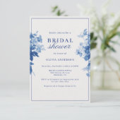 China Blue Waterverf Floral Vrijgezellenfeest Kaart (Staand voorkant)