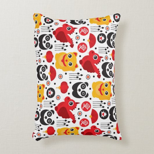 China boft kat, draak en panda accent kussen (Voorkant(Verticaal))