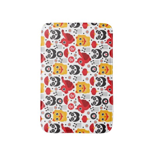 China boft kat, draak en panda badmat (Voorkant Verticaal)