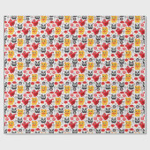 China boft kat, draak en panda cadeaupapier (Vlak)