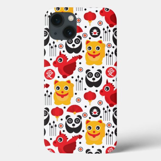 China boft kat, draak en panda Case-Mate iPhone case (Achterkant)