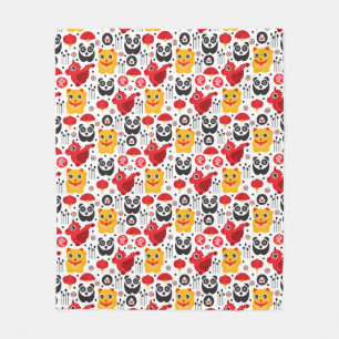 China boft kat, draak en panda fleece deken