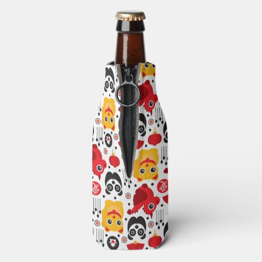 China boft kat, draak en panda flesjeskoeler (Fles Achterkant)