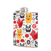 China boft kat, draak en panda heupfles (Links)