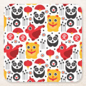 China boft kat, draak en panda kartonnen onderzetters (Voorkant)