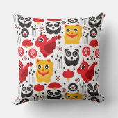 China boft kat, draak en panda kussen (Achterkant)