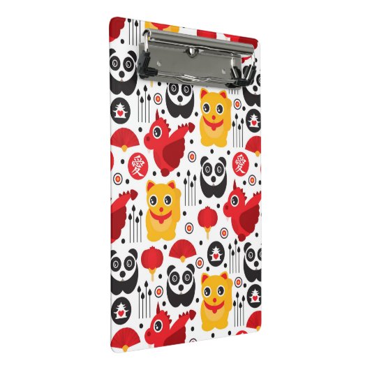 China boft kat, draak en panda mini klembord (Schuin)