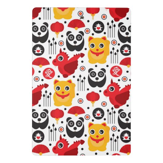 China boft kat, draak en panda mini klembord (Achterkant)