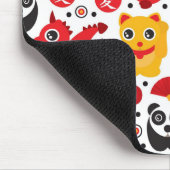 China boft kat, draak en panda muismat (Hoek)