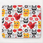 China boft kat, draak en panda muismat (Voorkant)