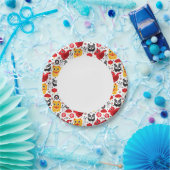 China boft kat, draak en panda papieren bordje (Feest)