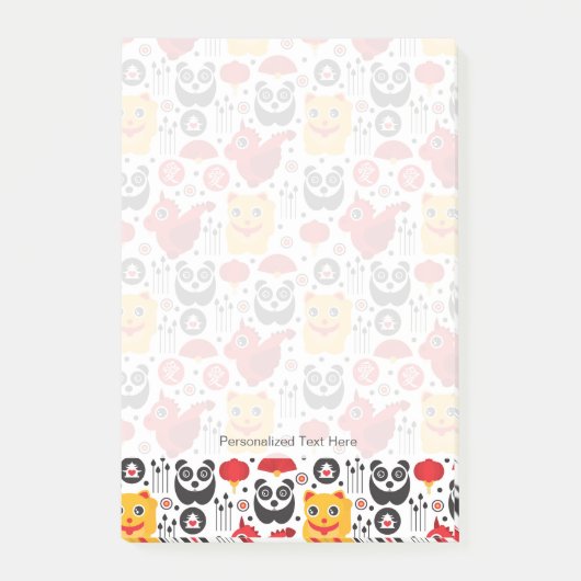 China boft kat, draak en panda post-it® notes (Voorkant)