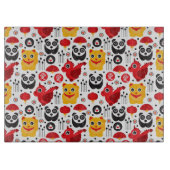 China boft kat, draak en panda snijplank (Voorkant)