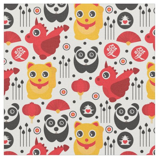 China boft kat, draak en panda stof (Close Up)