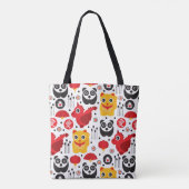 China boft kat, draak en panda tote bag (Achterkant)