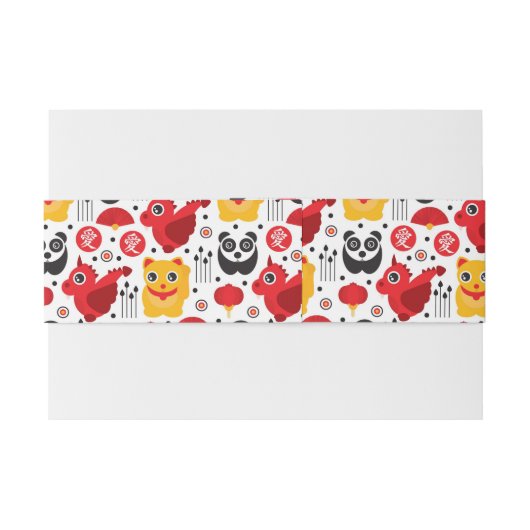 China boft kat, draak en panda uitnodigingen wikkel (Achterkant Voorbeeld)