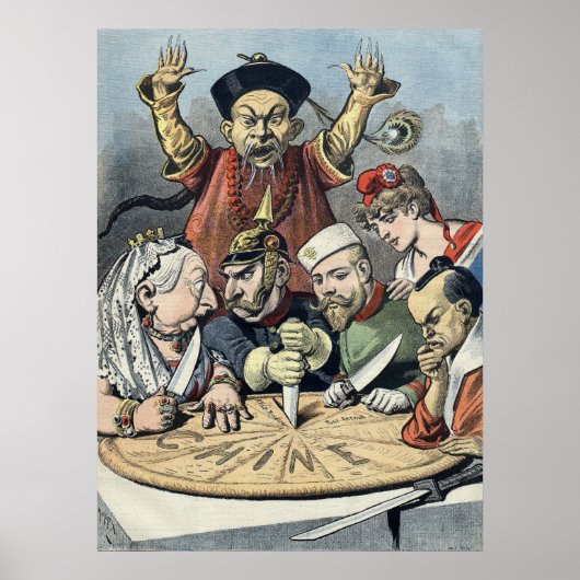 China~Cake of Kings ~French Political Cartoon 1898 Poster (Voorkant)