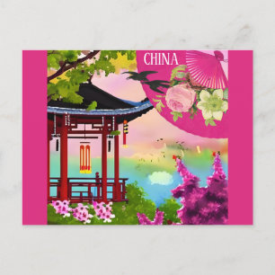 China Chinese Pagode Waterverf Reizen Briefkaart