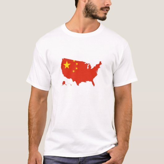 China Chinese vlag in Verenigde Staten T-shirt (Voorkant)