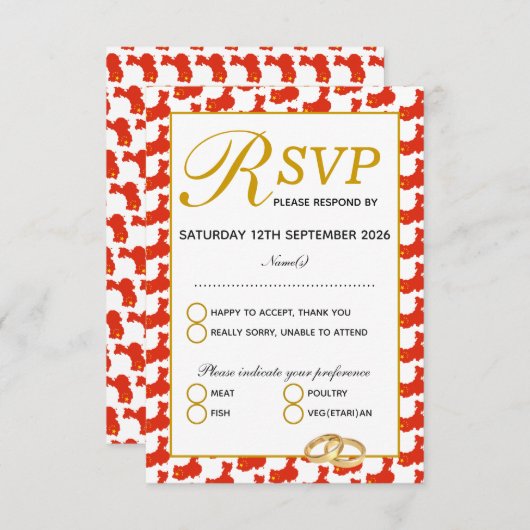 CHINA Christelijk Wedding RSVP Response Kaart (Voorkant / Achterkant)