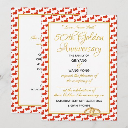 CHINA Christelijke Schrift Custom 50th Jubileum Kaart (Voorkant / Achterkant)