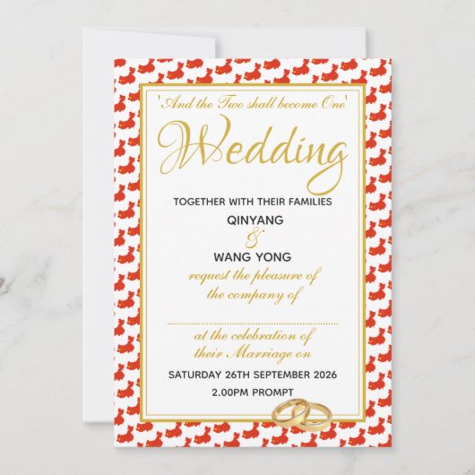CHINA Christelijke scripts Aangepaste 婚 礼 Kaart (Voorkant)