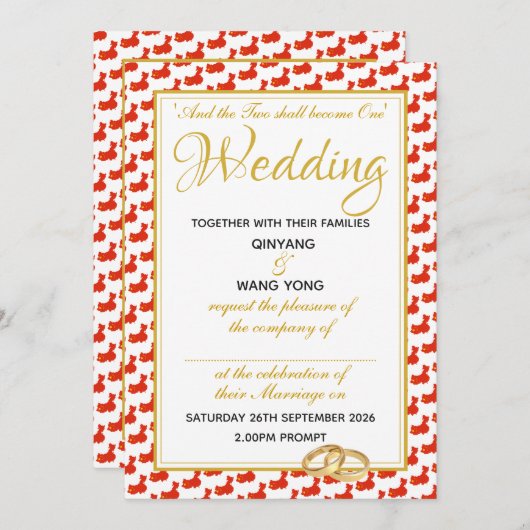 CHINA Christelijke scripts Aangepaste 婚 礼 Kaart (Voorkant / Achterkant)