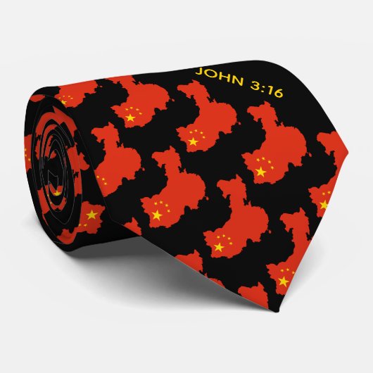 CHINA Christelijke scripts John 3:16 BLACK Stropdas (Opgerold)