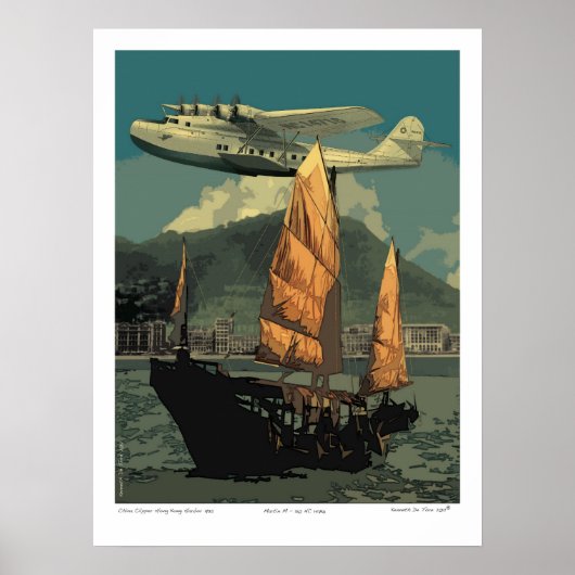 China Clipper Over Hong Kong 1935 Poster (Voorkant)