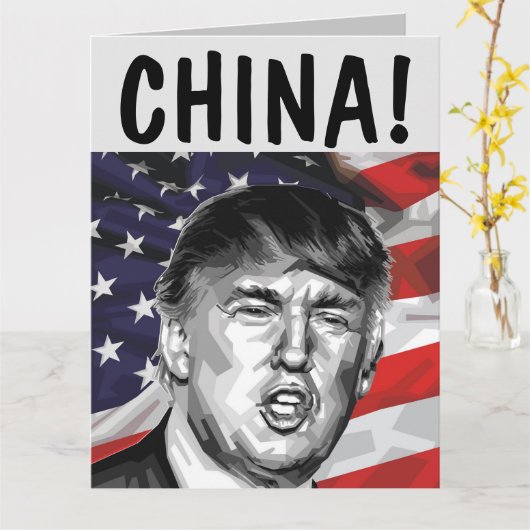 CHINA! DONALD TRUMP big BIRTHDAY KAART (Gele Bloem)