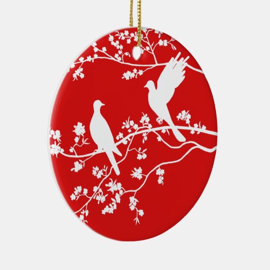 China Doves (rood) - Keramisch Ornament (Rechts)