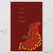 China Draak in rood en gouden design Flyer (Achterkant)