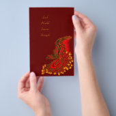 China Draak in rood en gouden design Flyer (Hand)