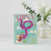 China Draak Vintage Reisposter Briefkaart (Staand voorkant)