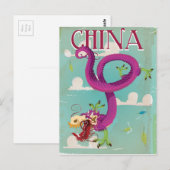 China Draak Vintage Reisposter Briefkaart (Voorkant / Achterkant)