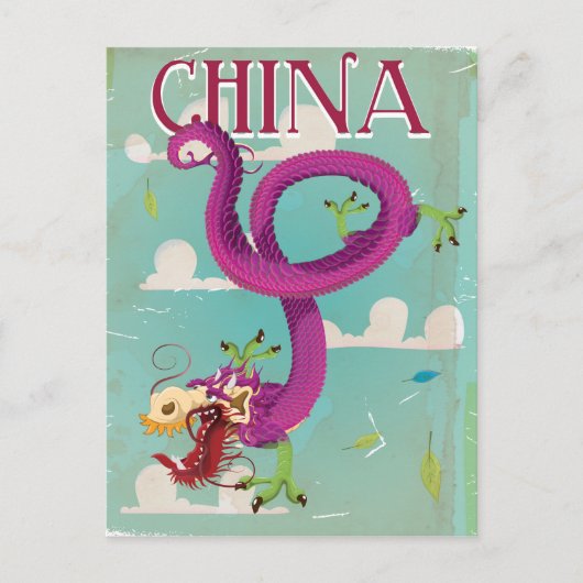 China Draak Vintage Reisposter Briefkaart (Voorkant)