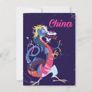 China Draak vintage reisposter Kaart