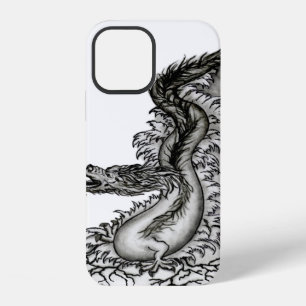 China Draak, Zwart en wit ontwerp in Tattoostijl iPhone 12 Hoesje