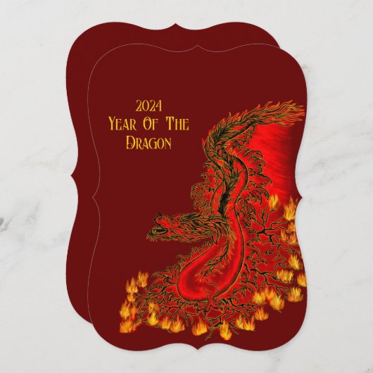 China Dragon, 2024 Jaar van de Draak Kaart (Voorkant / Achterkant)