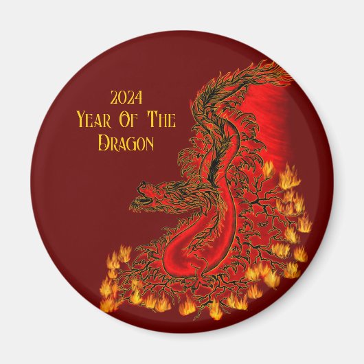 China Dragon, 2024 Jaar van de Draak Magneet (Voorkant)