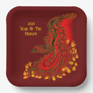 China Dragon, 2024 Jaar van de Draak Papieren Bordje