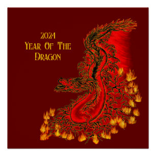 China Dragon, 2024 Jaar van de Draak Perfect Poster