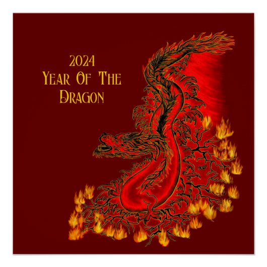 China Dragon, 2024 Jaar van de Draak Perfect Poster (Voorkant)